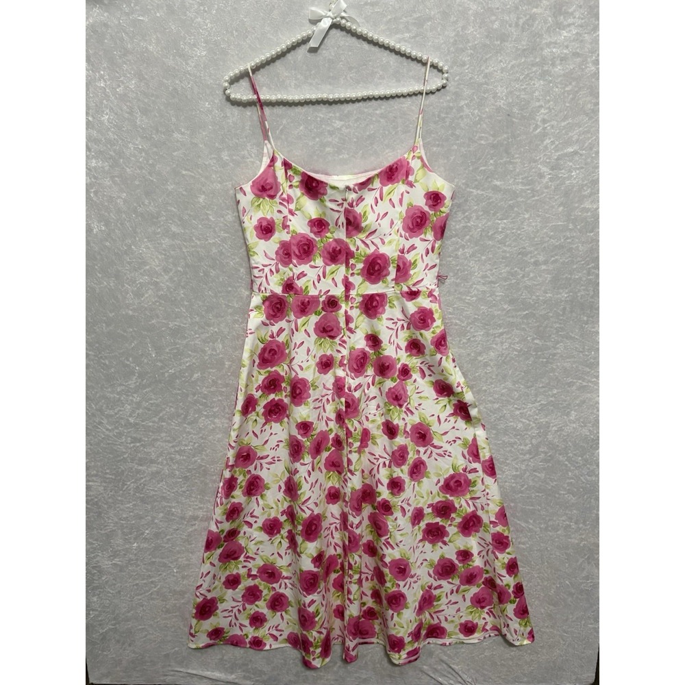 Coldwater Creek Floral Sundress 8 Pink Rose Wedding Garden Party Cottage Core - Picture 4 of 7